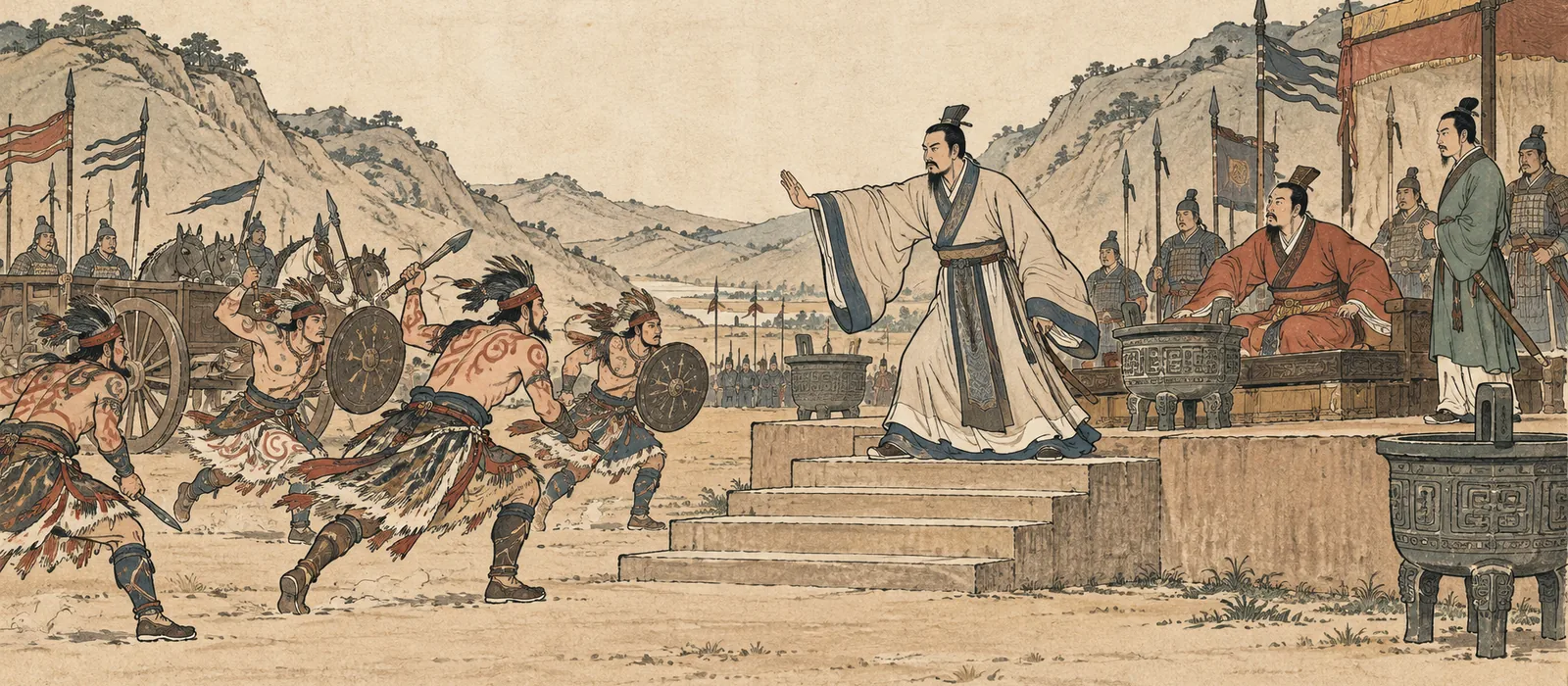 夹谷之会，孔丘相礼配图